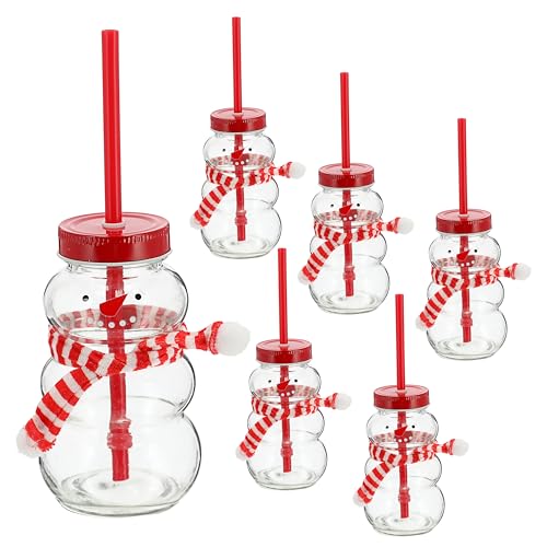 Cepewa Trinkglas Lebkuchenmann 6er Set | Füllmenge 440ml cm Glas Metall Kunststoff | Glas mit Deckel und Trinkhalm (1x 6er Set Schneemann) Cepewa Trinkglas Lebkuchenmann 6er Set | Füllmenge 440ml cm Glas Metall Kunststoff | Glas mit Deckel und Trinkhalm (1x 6er Set Schneemann) von Cepewa