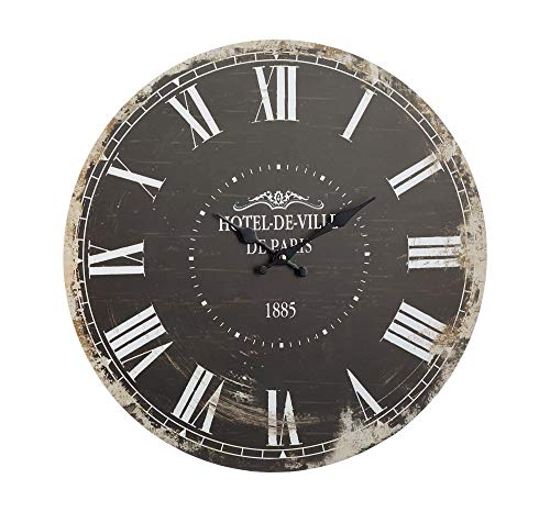 Cepewa Wanduhr dunkel Nostalgie Uhr Holz 45 cm Vintage Holzuhr Paris Antik Deko Design XXL (1 x XXL Wanduhr dunkel) von Cepewa