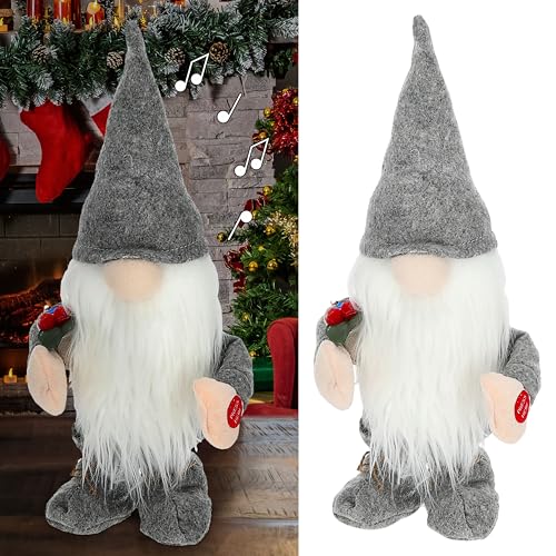 Cepewa Wichtel Sound Bewegung | H40cm ABS PP Polyester | Weihnachtswichtel interaktiv mit An-/Ausschalter (1 x Wichtel interaktiv) von Cepewa