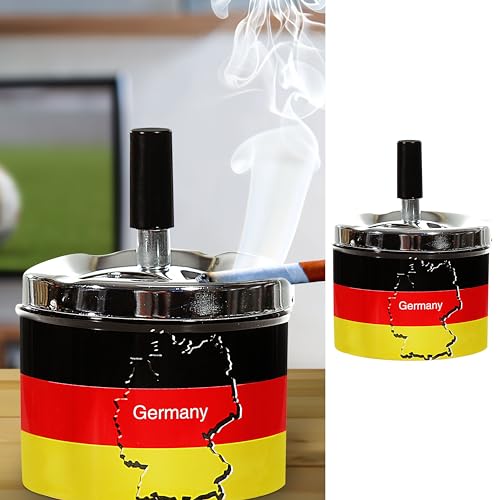 Drehaschenbecher Deutschland mit schwarz rot gold Dekor | 9x7cm Metall | Aschenbecher mit Drehmechanismus Windaschenbecher Ascher von Cepewa