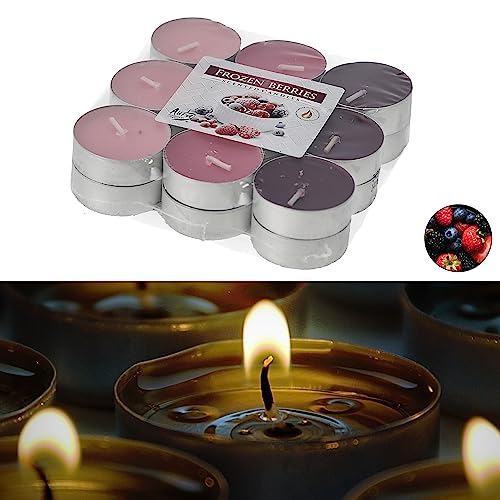 Duft Teelichter 18er Set Beeren │ Ø3,9 x1,5cm rosa pink violett │ Duftkerze Paraffinwachs (1 x 18er Set Teelichter Beeren) von Cepewa