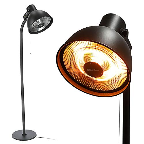 Elektro Terrassen Heizstrahler zum stellen oder hängen |1500-2000 Watt | Spritzwasserschutz (Design Heizpilz Ø 50cm 3 Heizstufen) von Cepewa