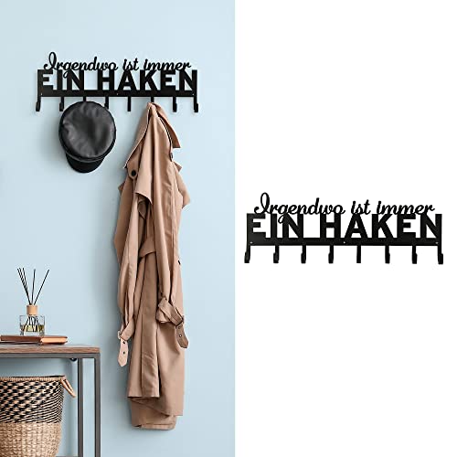 Garderobenleiste zum Aufhängen Irgendwo ist Immer EIN Haken | Spruch 8 Haken 70x25x5cm Eisen | Kleiderhaken Hakenleiste (1 x Garderobenleiste Haken) von Cepewa