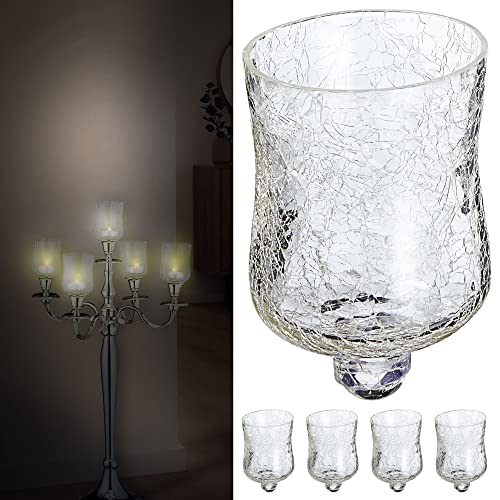 Glasaufsatz 5er Set für Kerzenleuchter │ 7x10cm Glasgefäß Crackle Design │ Windlichtaufsatz Teelichthalter (5 x Glasaufsatz) von Cepewa