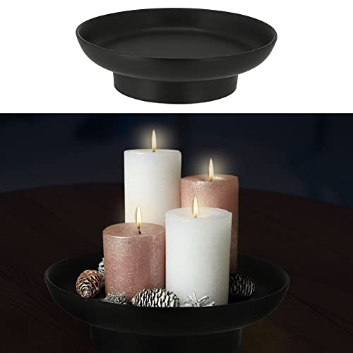 Kerzenteller Kerzenständer | Ø23cm schwarz H6,5cm Porzellan | Kerzenhalter Stabkerzen (1 x Kerzenteller schwarz) von Cepewa