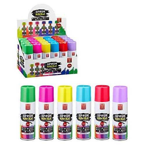 Kreidespray Sprühkreide Markierungsspray 6 Farben wasserlöslich (1 x 24er Set Spraykreide) von Cepewa