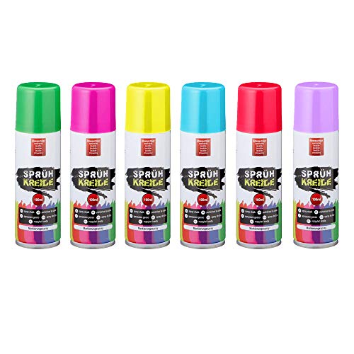 Cepewa Kreidespray Sprühkreide Markierungsspray 6 Farben wasserlöslich (1 x 6er Set Spraykreide) von Cepewa