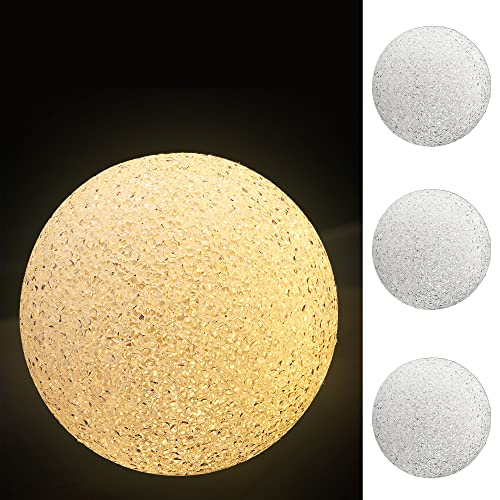 Cepewa LED Dekokugel 3er Set │ Kunststoff Metall Ø15cm weiß batteriebetrieben │ Stimmungslicht Gartendeko Crinkledesign (1 x 3er Set LED Kugel Ø15cm) von Cepewa