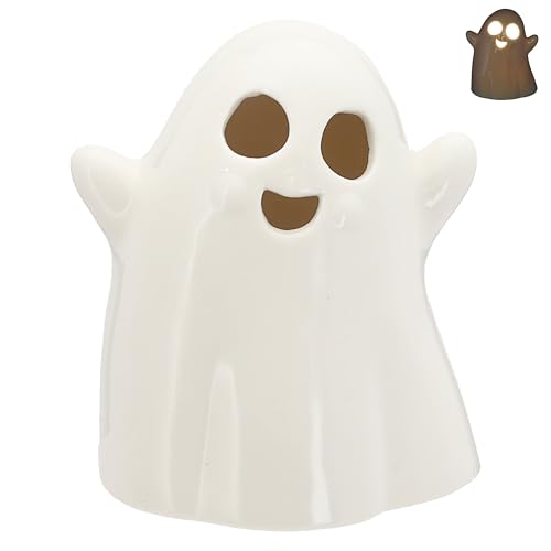LED Halloween Geist mit Beleuchtung | 12,5x15cm Porzellan LED warmweiß batteriebetrieben | Dekofigur Gespenst LED Halloween Geist mit Beleuchtung | 12,5x15cm Porzellan LED warmweiß batteriebetrieben | Dekofigur Gespenst von Cepewa
