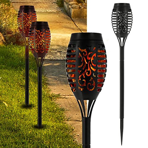LED Solarfackel | H50 cm Flammeneffekt 7 SMD LEDs Bodenspieß | Lampe Gartendekoration Lichtquelle (1 x LED Solarfackel 50cm) von Cepewa