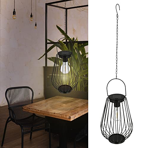 Cepewa LED Solarlampe | schwarz 16,5x70cm Eisen Kunststoff | Gartenleuchte Outdoorlampe (1 x Solar-Hängelampe Strebe) von Cepewa