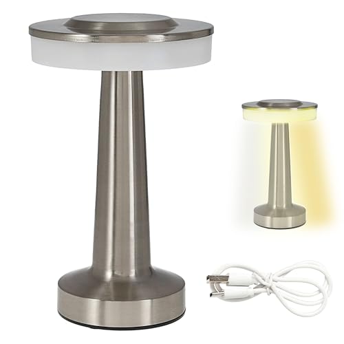 LED Tischleuchte 'Lille' | silber 24LEDs 12x21cm kalt-/warm-/reinweiss Eisen | Touchfunktion USB | stufenlos dimmbar 20 Lumen (1 x LED Tischleuchte 'Lille' silber) von Cepewa