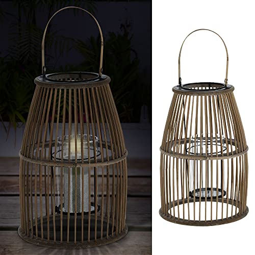 Laterne Henkel Kegelform | Rattan H35cm Glaseinsatz | Kerzen Teelichter Laterne Kerzentständer Dekoleuchte (1 x Laterne Kegel H35cm) von Cepewa