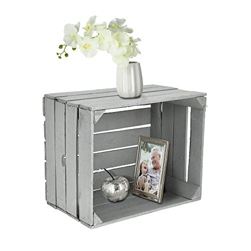Cepewa Obstkiste zum Stapeln grau │gebrauchter Vintage Look │Weinkiste aus Holz 50 x 40 x 30 cm (1 x Obstkiste grau) von Cepewa