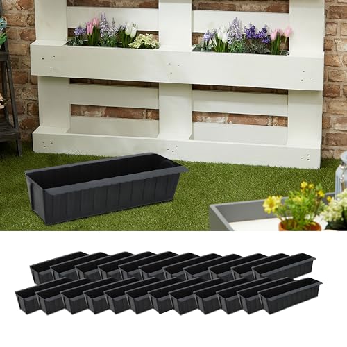 Pflanzkasten gewellt 24er Set | Kunststoff 37x9,5x13,5cm | Pflanzeinsatz passend für Europalette (1 x 24er Pflanzkasten gewellt) von Cepewa