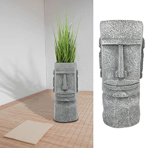 Cepewa Pflanztopf Moai Kopf │ Magnesia 20,5x46x20,5cm grau │ Blumentopf Pflanzgefäß Topf Übertopf (1 x Pflanztopf Moai Kopf 46cm) von Cepewa