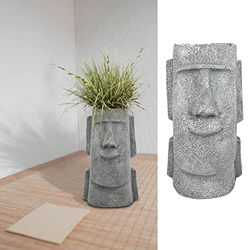 Cepewa Pflanztopf Moai Kopf│ Magnesia 26x43x24cm grau │ Blumentopf Pflanzgefäß Topf Übertopf (1 x Pflanztopf Moai Kopf 43cm) von Cepewa