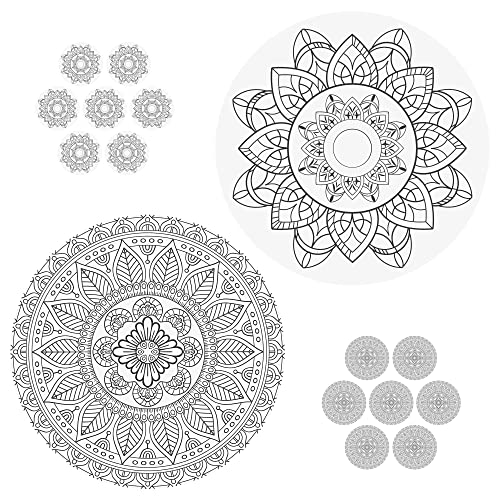 Platzmatten Mandala 8er Set | 4 Pastellfarben Schwarz Weiß rund | Tischset Tischauflage Tellerunterlage (1 x 8er Set Tischset Mandala rund s/w) von Cepewa