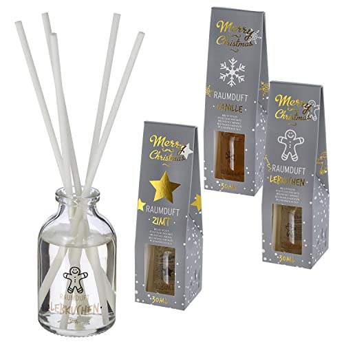 Raumduft Weihnachten 3er Set | 30ml Vanille Lebkuchen Zimt Aromaduft | Weihnachtsduft Diffuser von Cepewa