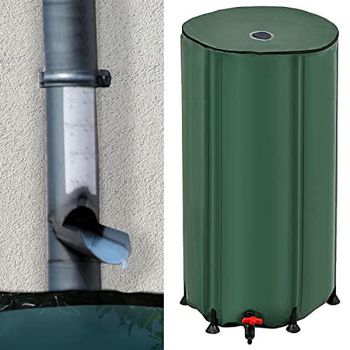 Regentonne faltbar mit Deckel und Zapfhahn | 100 Liter 41x75x71cm grün PVC | Gartenzubehör Zisterne Wassertank von Cepewa