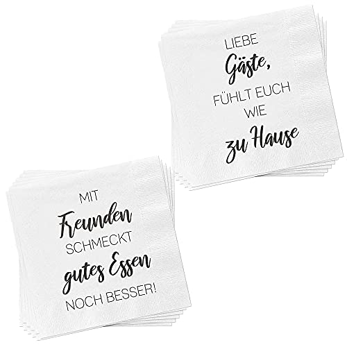 Servietten 40er Set │ 2 Motive Sprüche "Freunde" │ 3lagige Papierserviette 33x33cm │stoffähnlich Tuch Partyzubehör (40er Set Serviette "Freunde") von Cepewa