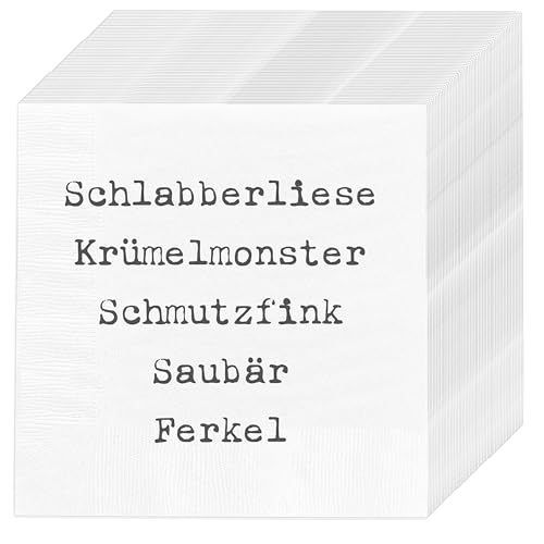 Servietten 'Schmutzfink' 60er Set | 33x33cm 3-lagig Papierserviette | Serviette mit Schlagworten (1 x 60er Set Servietten Schmutzfink) von Cepewa