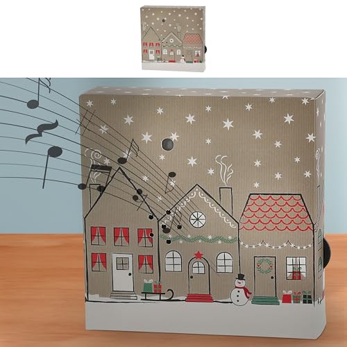 Soundbox 'Village' 2 X-Mas Sounds Bewegungssensor | 12x12x3,5cm Pappe Kunststoff | Weihnachtsmusik regulierbar (1 x Soundbox Village) von Cepewa