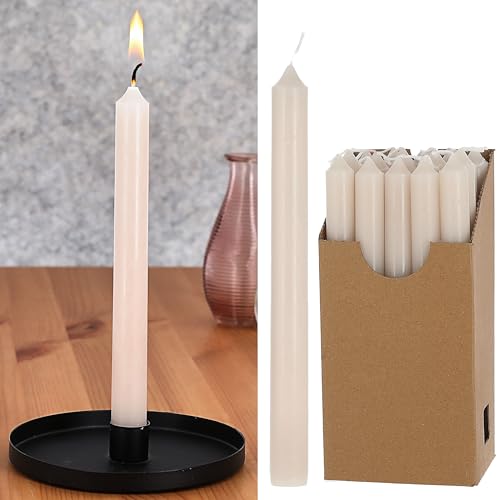 Stabkerze 20er Set | 2x25cm creme Paraffin | Wachskerze Echtwachs Dekokerze Kerze glänzend Spitzkerze (1 x 20er Set Stabkerze creme) von Cepewa