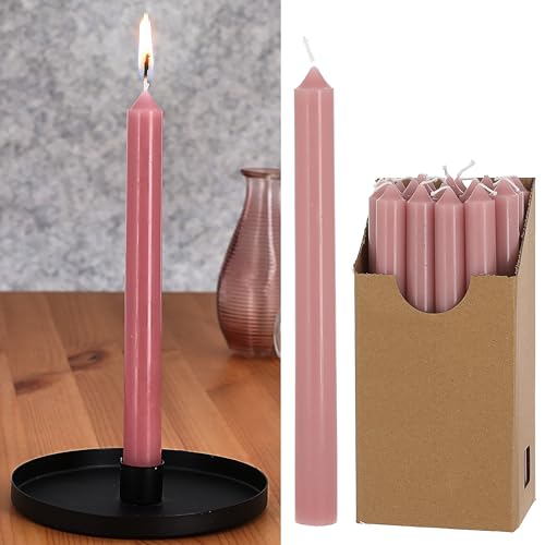 Stabkerze 2er Set | 2x25cm rosa Paraffin | Wachskerze Echtwachs Dekokerze Kerze glänzend Spitzkerze (1 x 20er Set Stabkerze rosa) von Cepewa