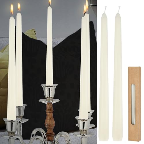 Stabkerze 2er Set creme | 2x25cm Paraffin | Wachskerze Echtwachs Dekokerze Kerze glänzend Spitzkerze (1 x 2er Stabkerzen creme) von Cepewa