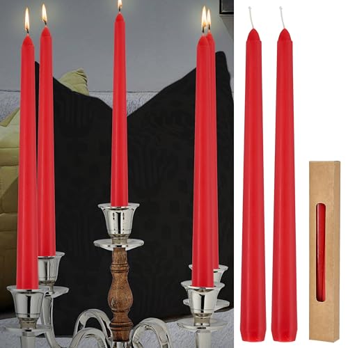 Stabkerze 2er Set rot | 2x25cm Paraffin | Wachskerze Echtwachs Dekokerze Kerze glänzend Spitzkerze (1 x 2er Stabkerzen rot) von Cepewa