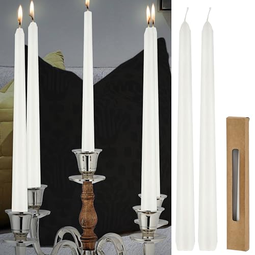 Stabkerze 2er Set weiß | 2x25cm Paraffin | Wachskerze Echtwachs Dekokerze Kerze glänzend Spitzkerze (1 x 2er Stabkerzen weiß) von Cepewa