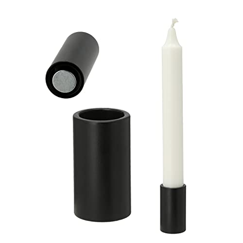 Stabkerzenhalter magnetisch | Kerzenständer aus Metall für Stabkerzen mit 2,5 cm Ø H 5 cm | Kerzenhalter in schwarz in verschiedenen Größen (1x schwarz Höhe 5 cm) von Cepewa
