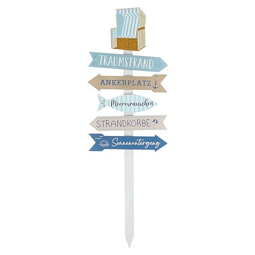Strandschild Wegweiser maritim │Höhe 76 cm MDF naturfarben blau │6 Planken beschriftet von Cepewa