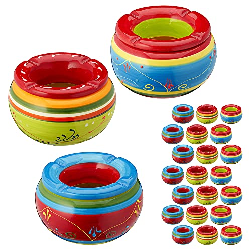 Sturmaschenbecher "Provence" 24er Set │Ø 13,5cm Keramik bunt │ Aufsatz abnehmbar │Windaschenbecher (24 x Sturmaschenbecher "Provence" Ø13,5cm) von Cepewa