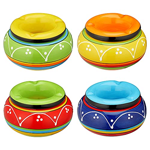 Sturmaschenbecher "Toscana" 4er Set │Ø 11 cm Keramik bunt │ Aufsatz abnehmbar │Windaschenbecher (4 x Sturmaschenbecher Toscana" Ø11cm) von Cepewa
