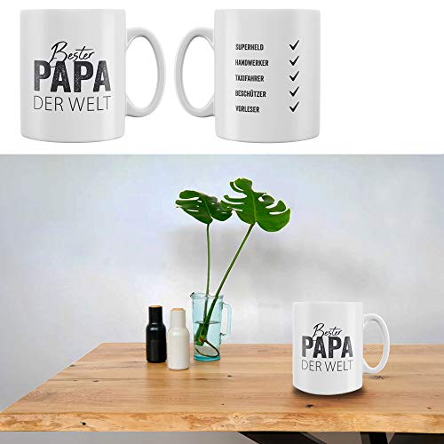 Tasse mit Aufdruck Papa Trinkbecher Becher Kaffeetasse Steinzeug Aufdruck (1 x Tasse Papa) von Cepewa