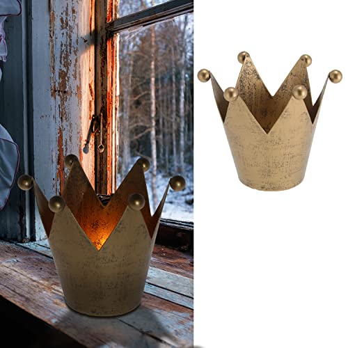 Teelichthalter Krone 4er Set | Gold 8x7cm Metall Teelicht Stumpenkerze | Kerzenständer Kerzenhalter Windlicht von Cepewa