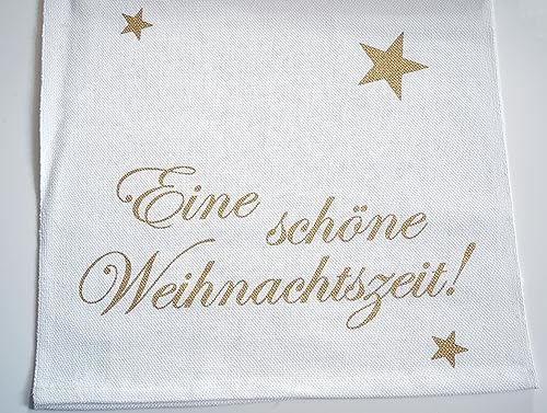 Tischläufer weihnachtlich Sterne weiß Gold Silber Baumwolle himmlische Weihnachten 40x160cm Baumwolle (Gold Eine schöne Weihnachtszeit) von Cepewa