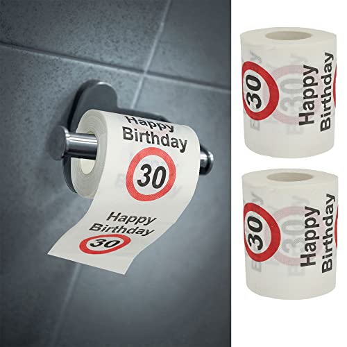 Toilettenpapier 2er Set "Happy Birthday30" │30.Geburtstag 24 Meter 2-lagig 180gr/qm │ Klopapier Motivpapier WC-Papier (2 x Toilettenpapier 30) von Cepewa