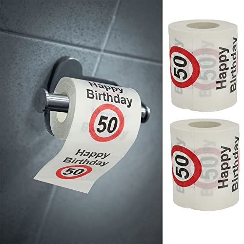 Toilettenpapier 2er Set "Happy Birthday50" │50.Geburtstag 24 Meter 2-lagig 180gr/qm │ Klopapier Motivpapier WC-Papier (2 x Toilettenpapier 50) von Cepewa