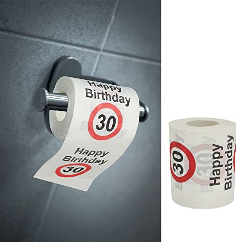Toilettenpapier "Happy Birthday" │30.Geburtstag 24 Meter 2-lagig 180gr/qm │ Klopapier Motivpapier WC-Papier (1 x Toilettenpapier 30) von Cepewa