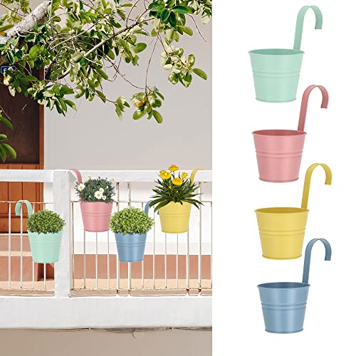 Cepewa Übertopf 4er Set Pastell Springflower │ Blumentopf zum Hängen Ø 13cm rosa gelb grün blau │ Topf für Blumen Kräuter Pflanzen (1 x 4er Set Übertopf Pastell Ø13cm) von Cepewa