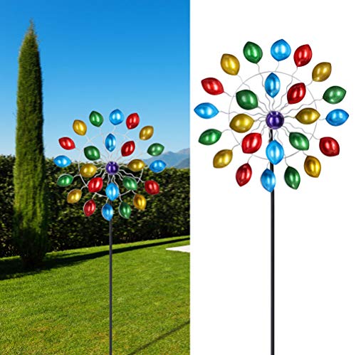 Windrad Confetti Mehrfarbig mit metallischem Farbeffekt Windspiele zur Gartendekoration mit Erdspieß (1 x Windrad Confetti) von Cepewa