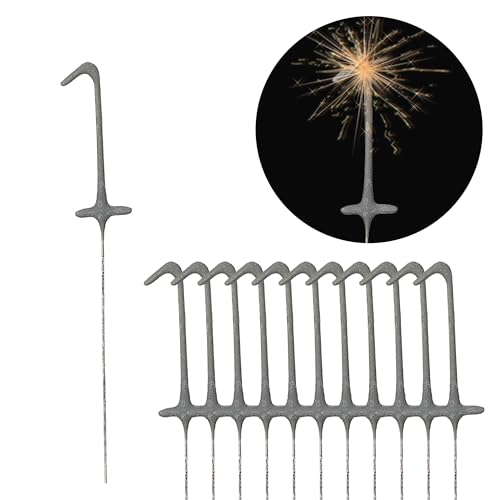 Wunderkerze 12er Set Eins H 18 cm Geburtstagskerze Kerze Brenndauer 30-35 Sekunden Feuerwerkskörper Partydeko (1x 12er Set Wunderkerze Eins) von Cepewa