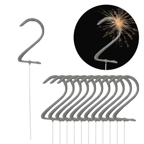 Cepewa Wunderkerze 12er Set Zahl Zwei H 18 cm Geburtstagskerze Kerze Brenndauer 40-45 Sekunden Feuerwerkskörper Partydeko (1x 12er Set Wunderkerze Zwei) von Cepewa