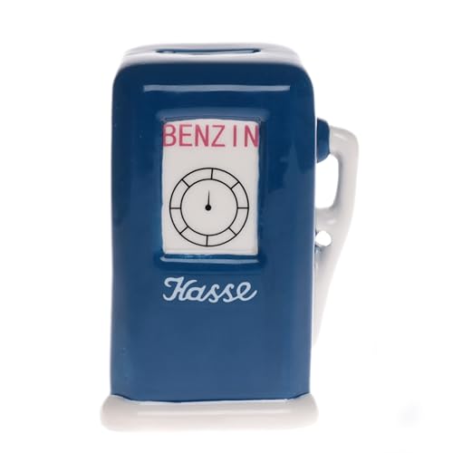 wunderschöne Spardose „Benzinkasse“ aus Kermik mit Schloss in blau ca. 15 cm von Cepewa