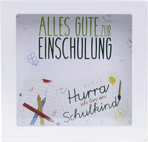 wunderschöne Spardose Einschulung aus MDF zum Hängen oder Stellen Größe ca. 15 cm mit herrausnehmbarer Rückwand von Cepewa