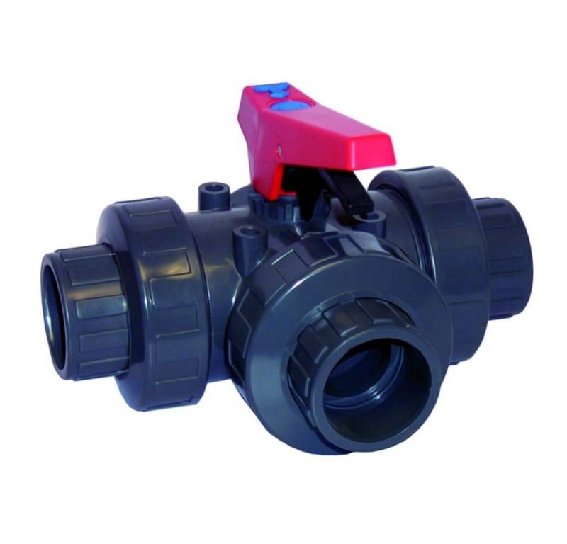 Cepex Schweißfitting PVC Fittings, 3-Wege Kugelhahn Muffe, 50mm PN10 von Cepex
