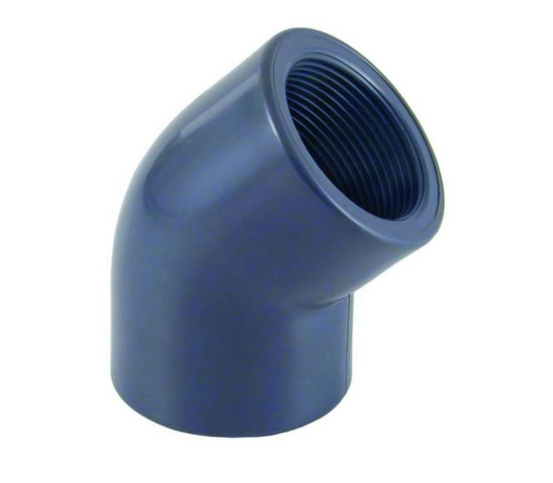 Cepex Schweißfitting PVC-U 45°Winkel Muffe x IG 20 mm x 1/2"PN10 von Cepex